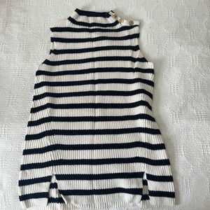 LOFT sleeveless 3 button detail stripe sweater, XS